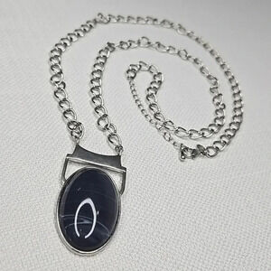 Lia Sophia Silver Chain Deep Purple Long Pendant Necklace